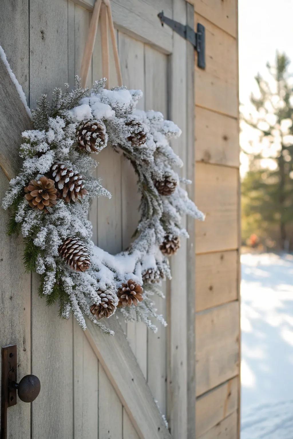 Snow-kissed creeper garlands deliver the loveliness of winter woodlands to your entrance.