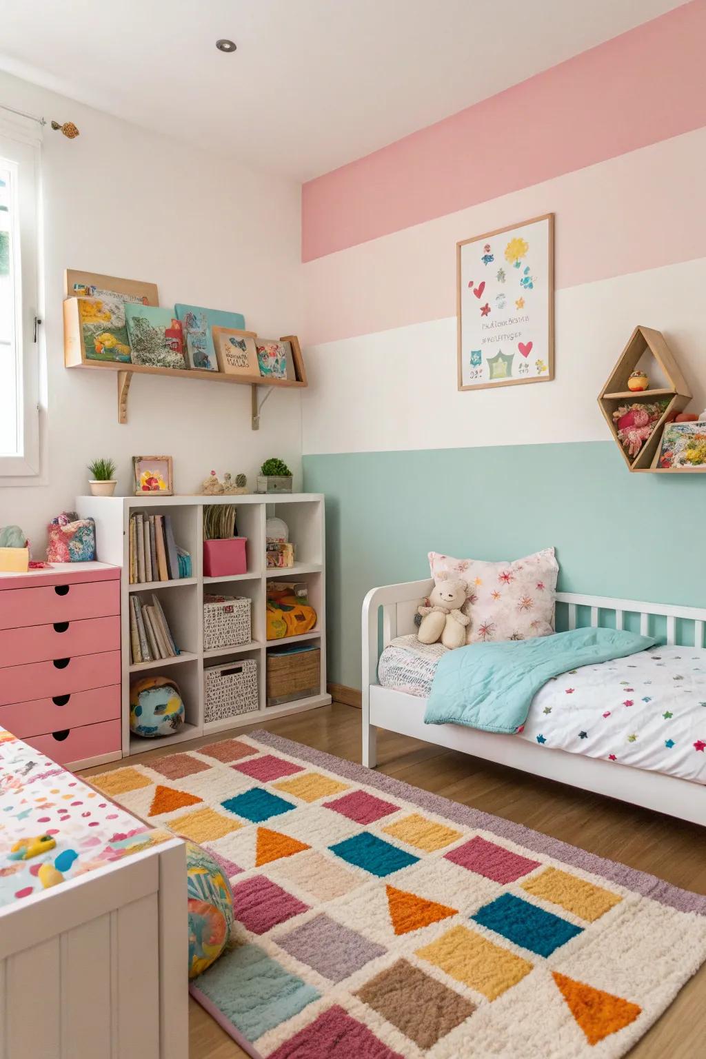 Delicate and neutral colors provide a calming backdrop.