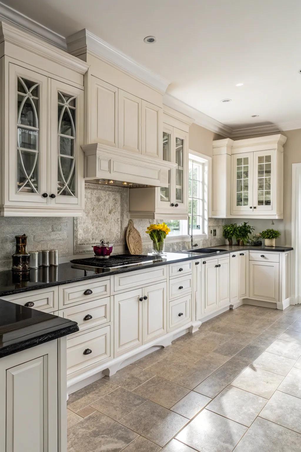 Alabaster cabinets present a timeless and versatile layout.