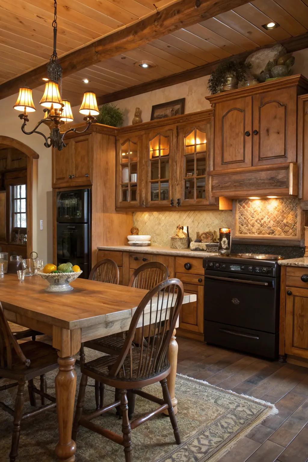 Countryside timber tones create a warm and timeless kitchen charm.