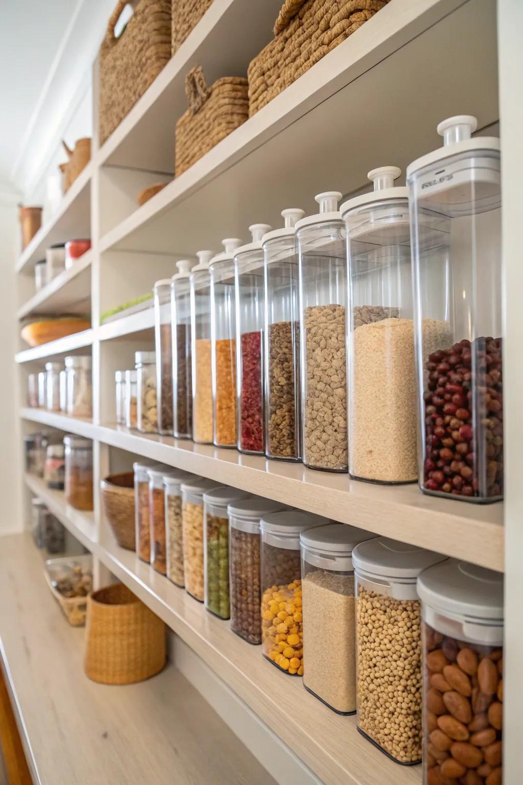 Matching containers create a cohesive look.