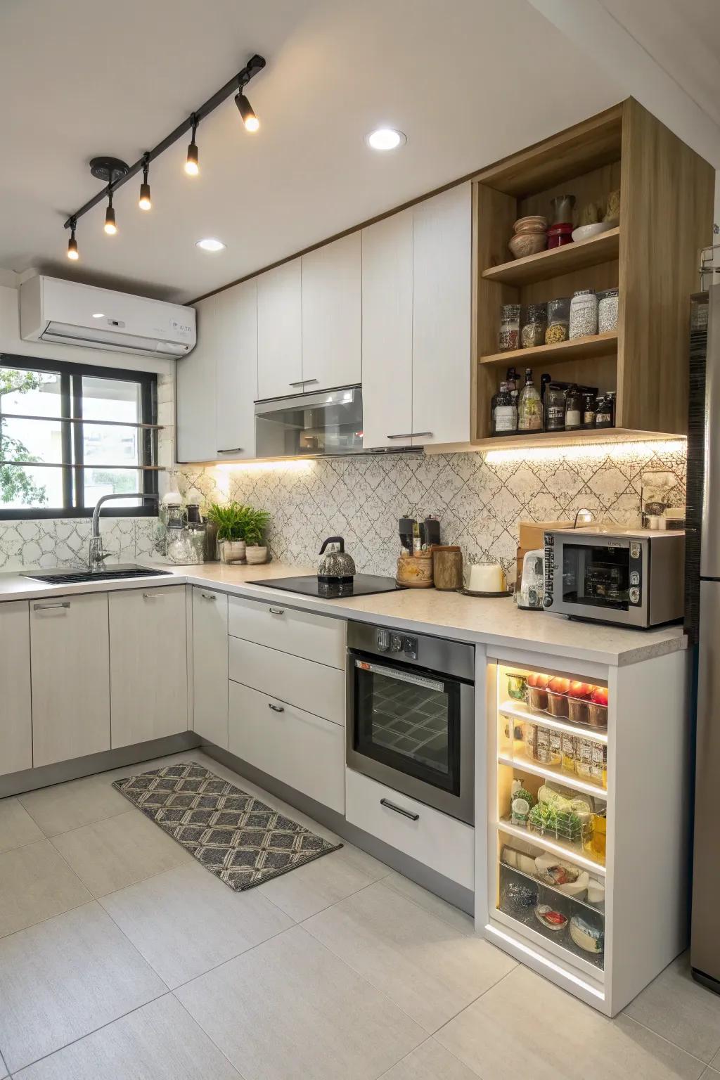 An L-shaped peninsula, making effective use of space.