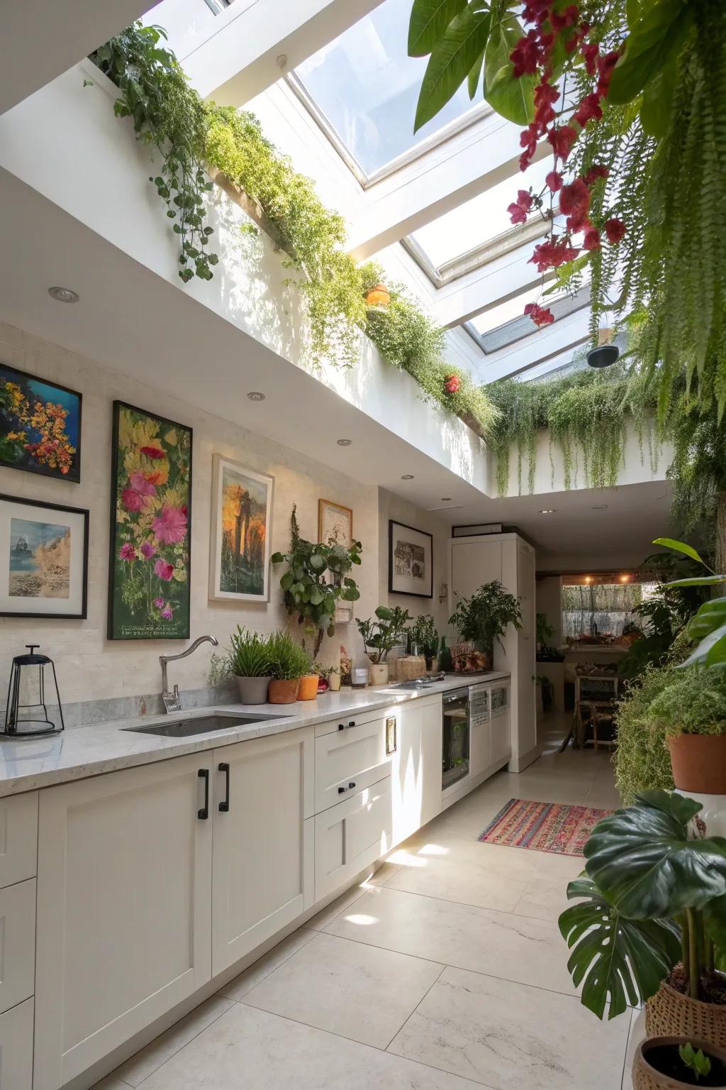 Ornamental features come alive under the natural light of skylights.