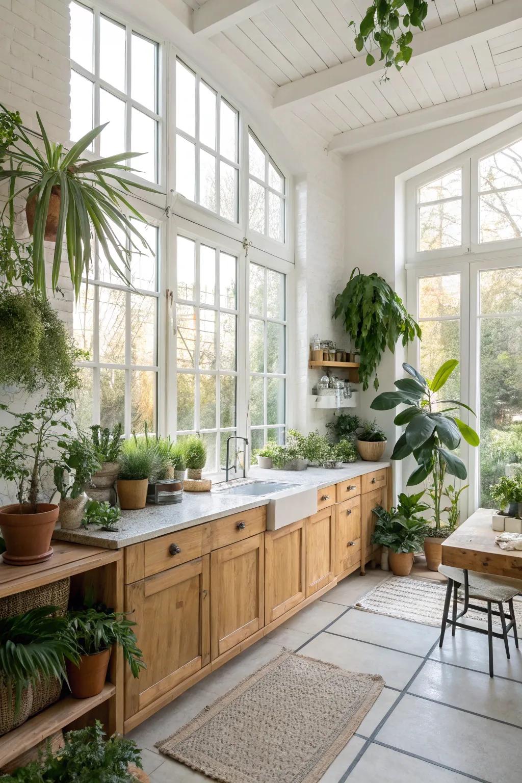Natural elements that infuse the kitchen with life and energy.