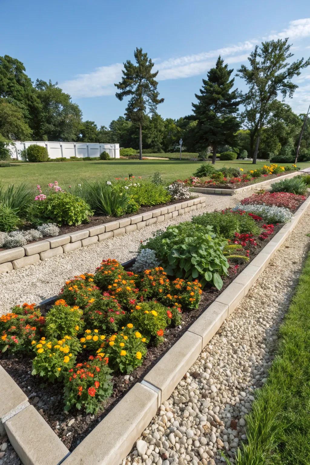 A neatly bordered garden bed providing a tidy and elegant appearance.
