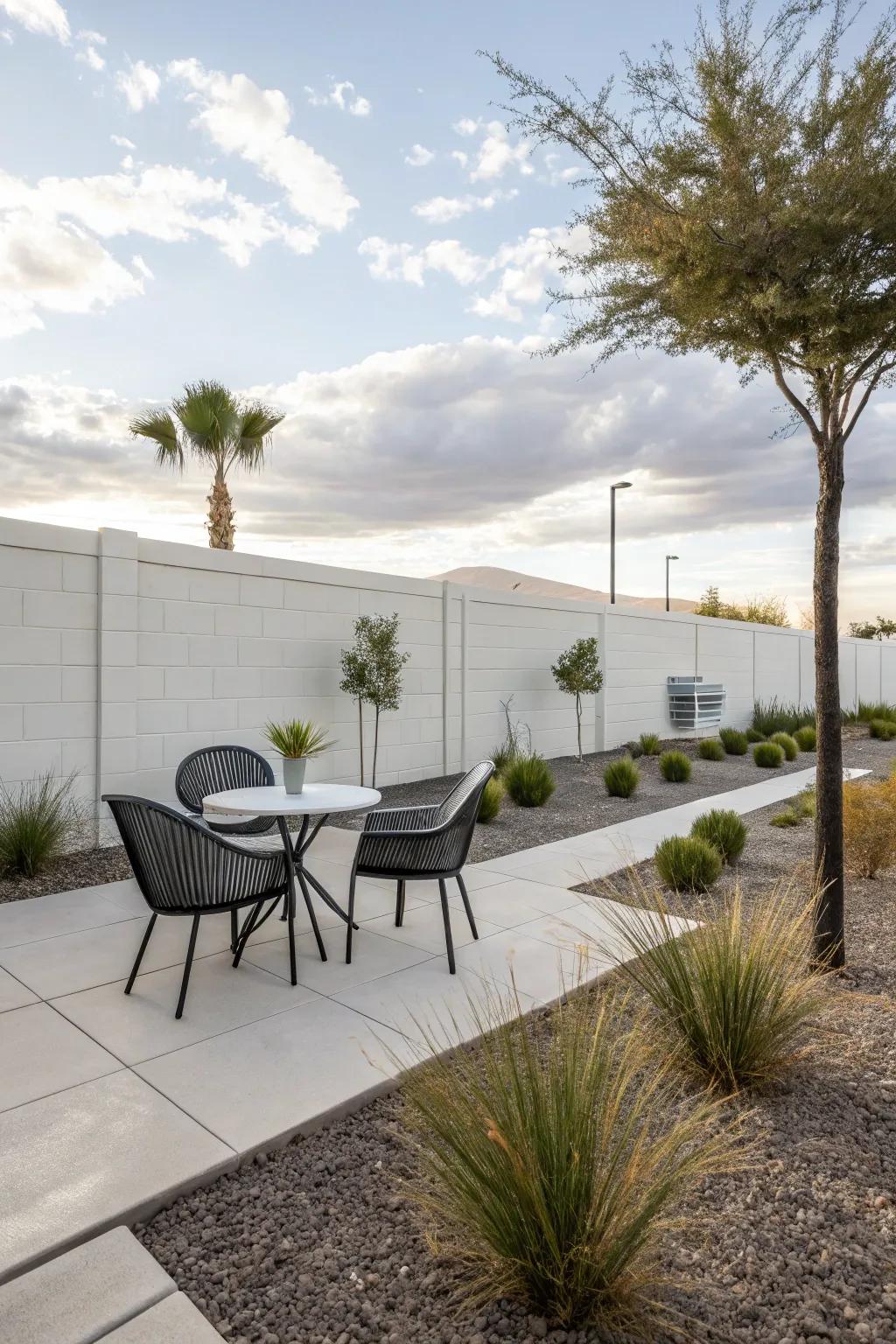 Minimalist Las Vegas backyard featuring sleek design components.