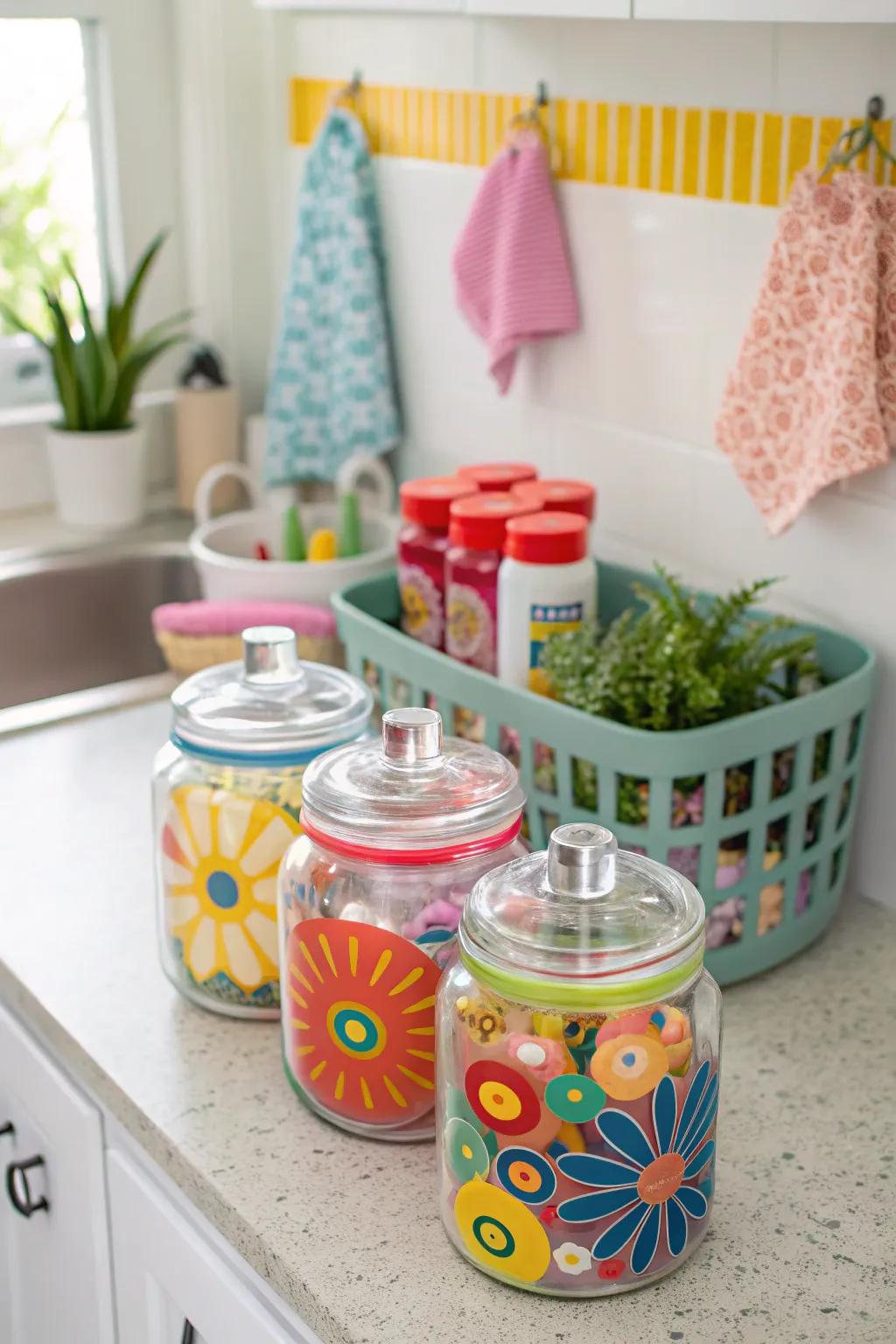 Bright, do-it-yourself tops bring a fun feel to your space.