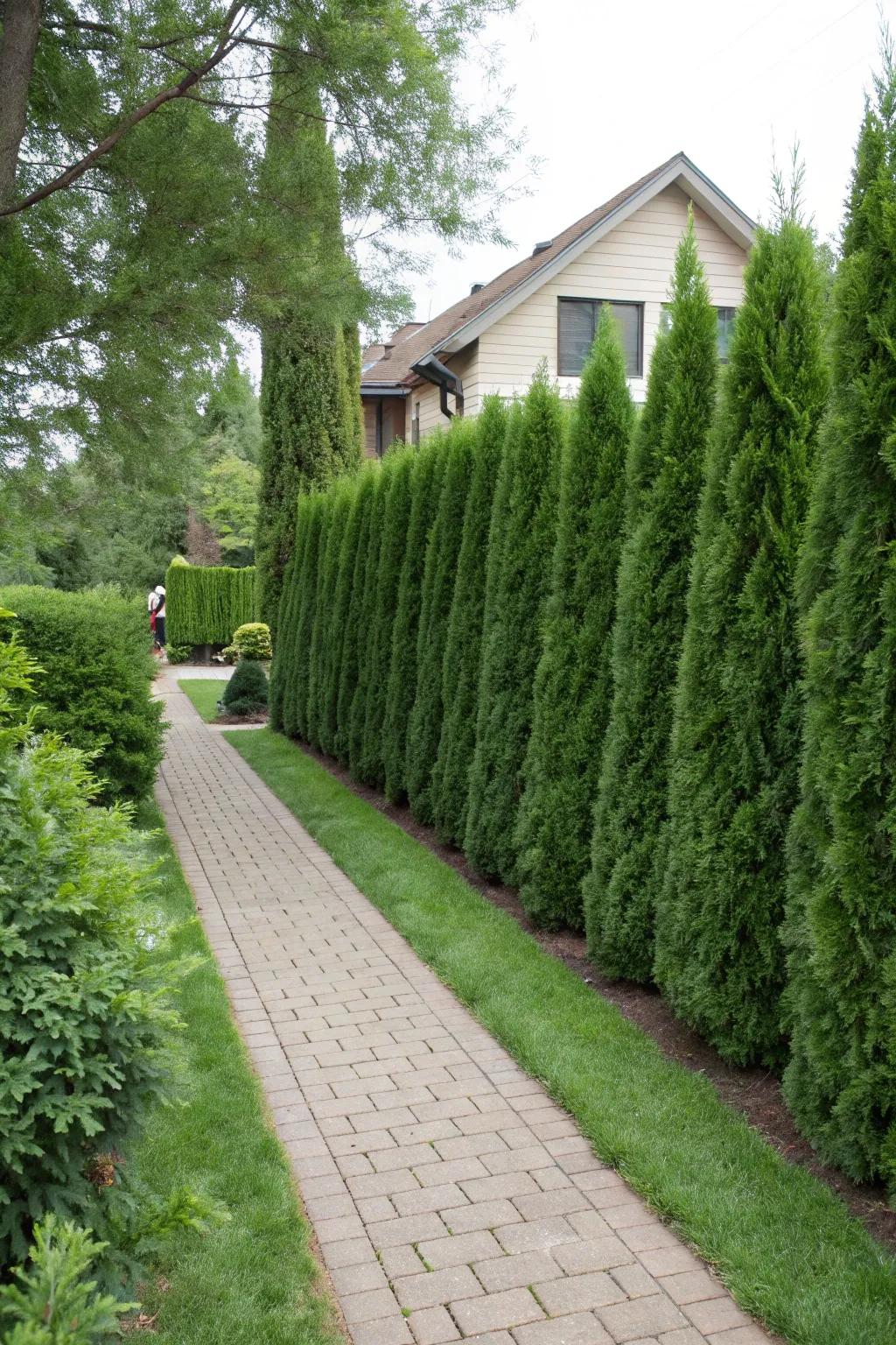 Create a natural boundary using a Leyland cypress living fence.
