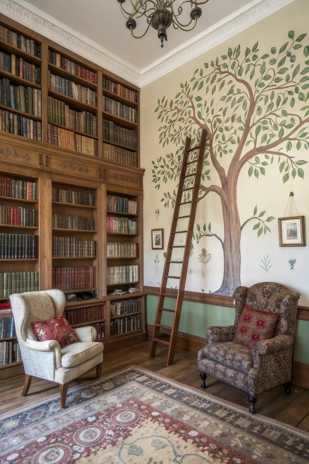 An ancestry design adds a personal element to your library.