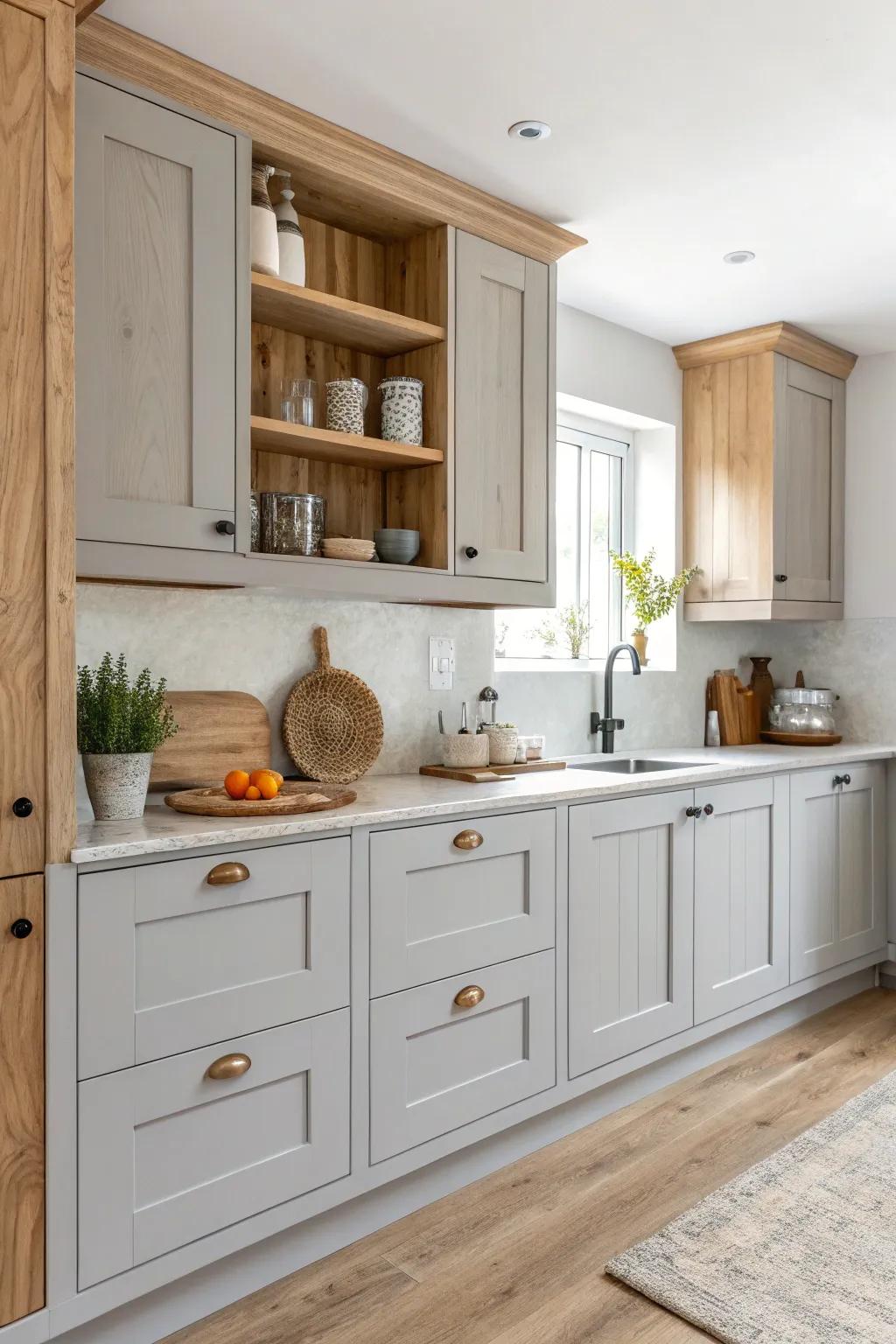 Nature-inspired elements infuse vitality and warmth into the kitchen.