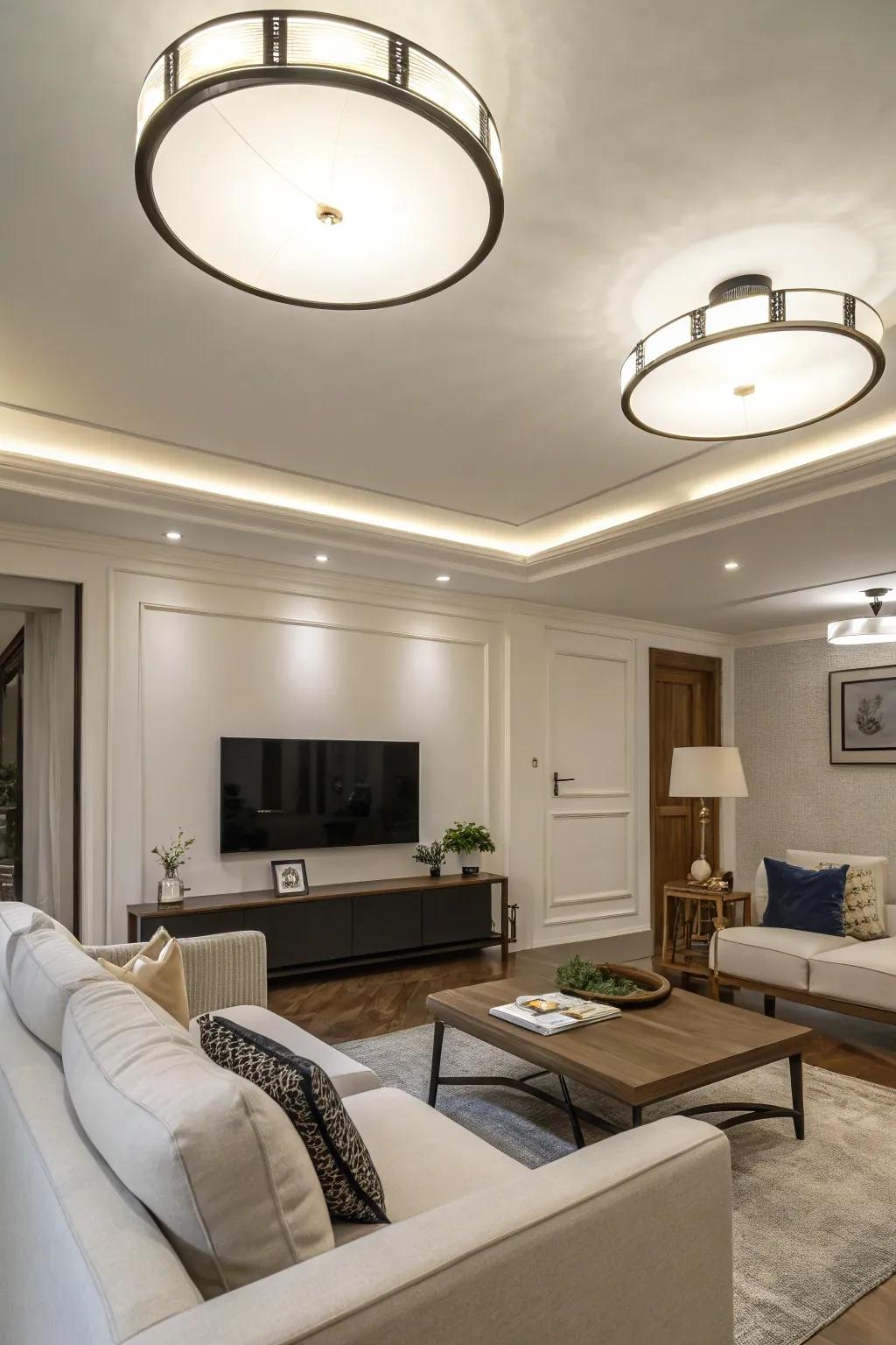 Surface-mounted lights offer sleek and minimalist illumination.