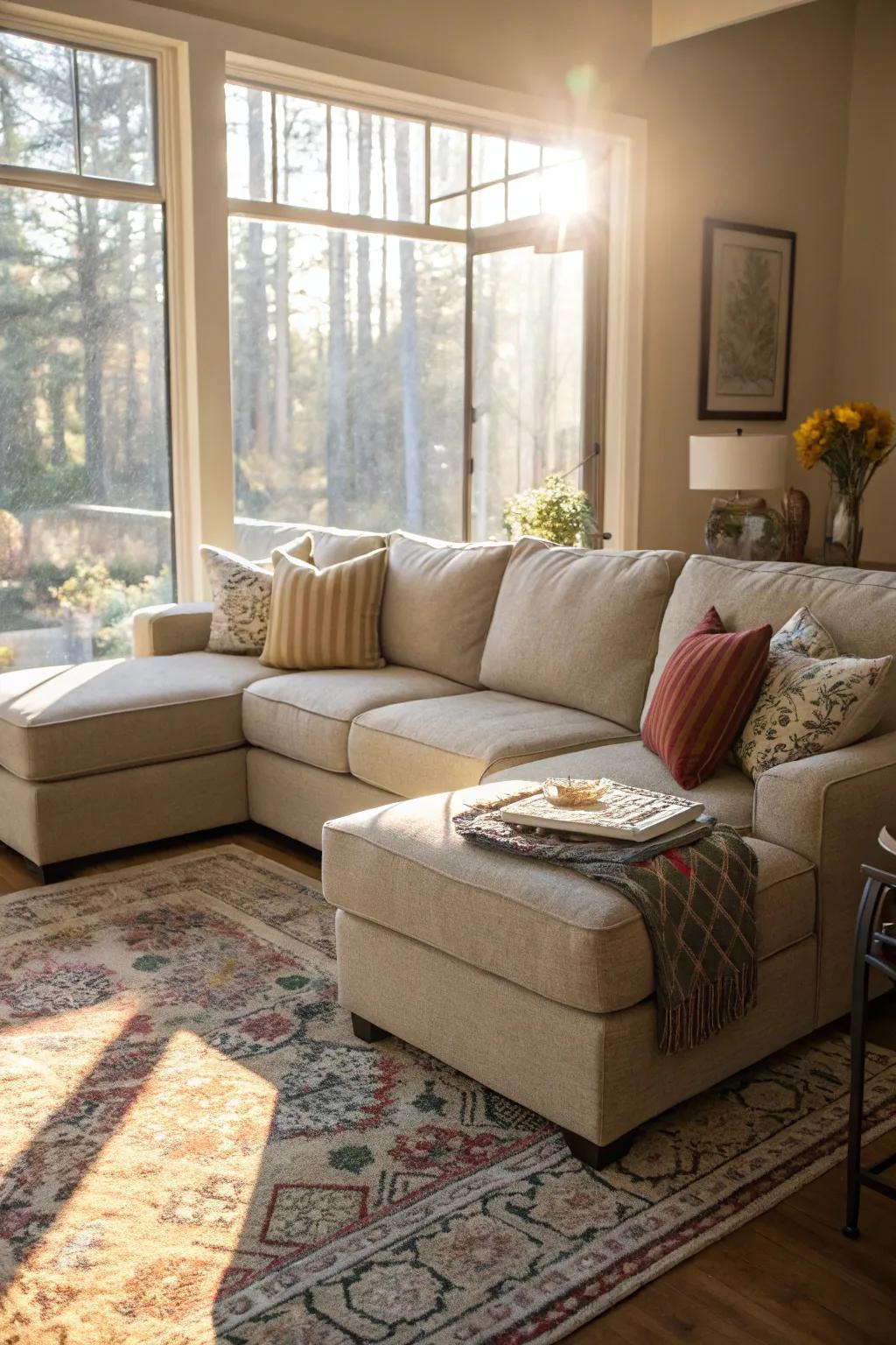 Bask in natural light with a lounger sectional by the window.