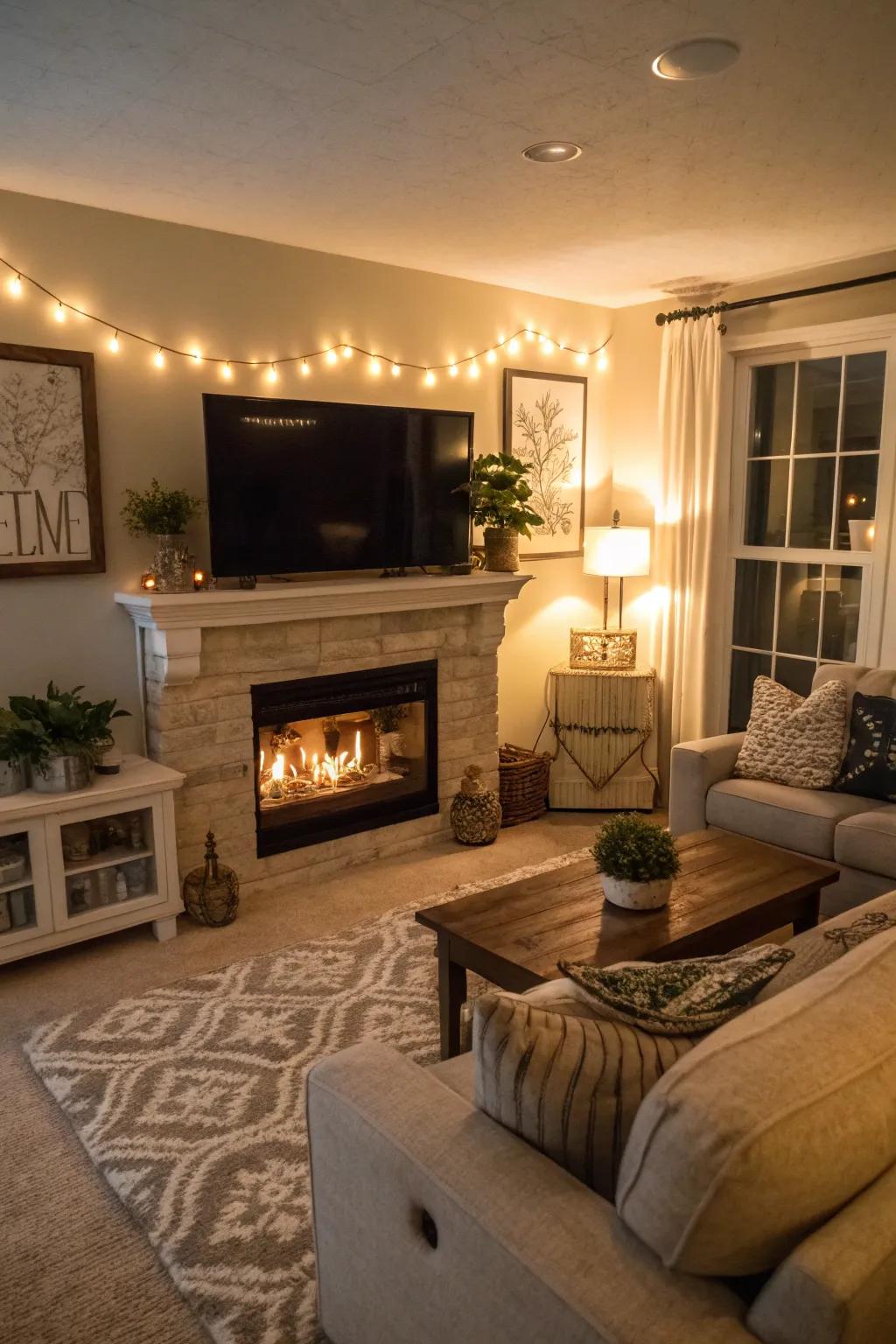 Emphasized lighting adds drama and emphasis to the area.
