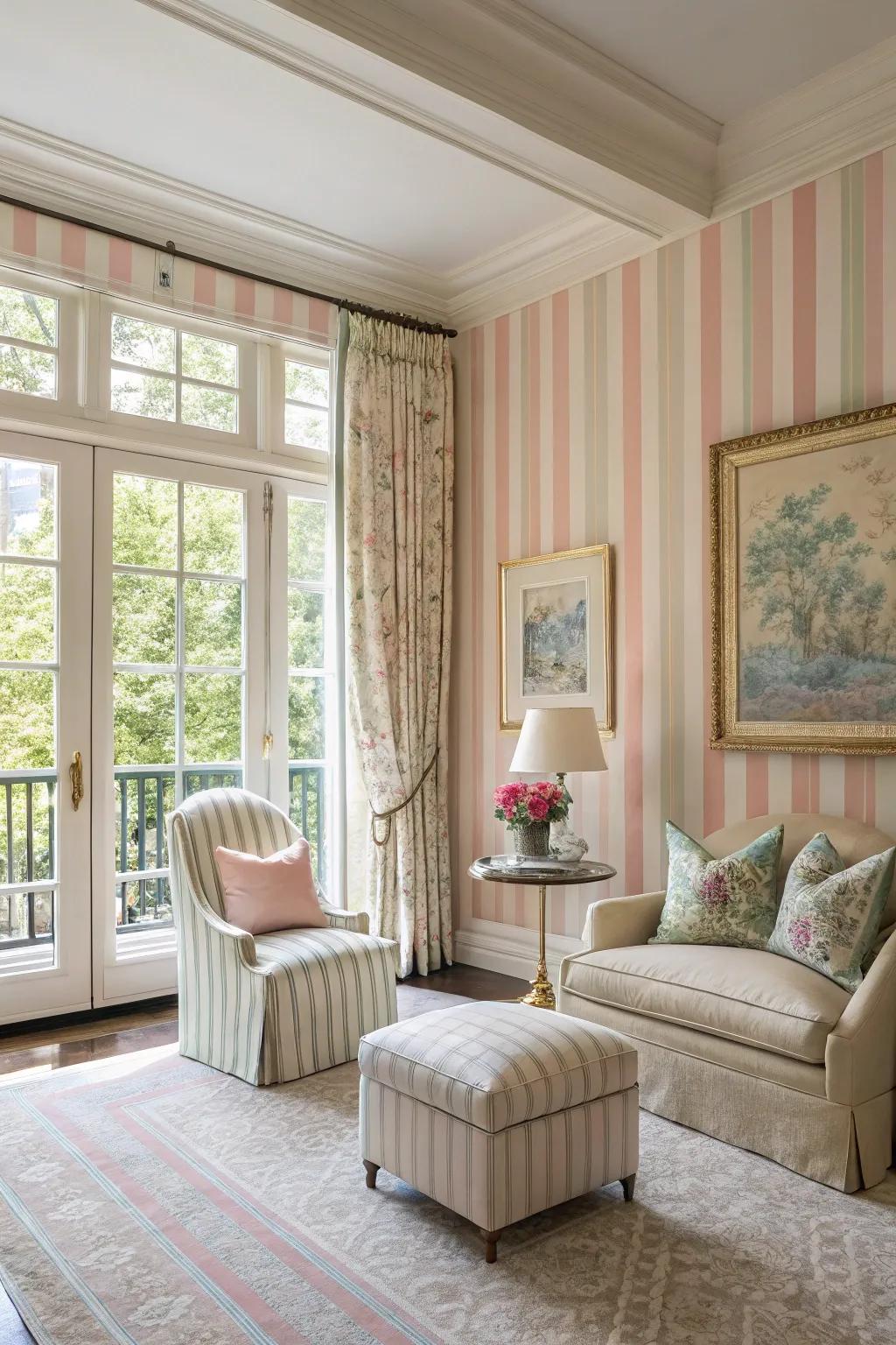 Stripes add chic beauty and height to your space.