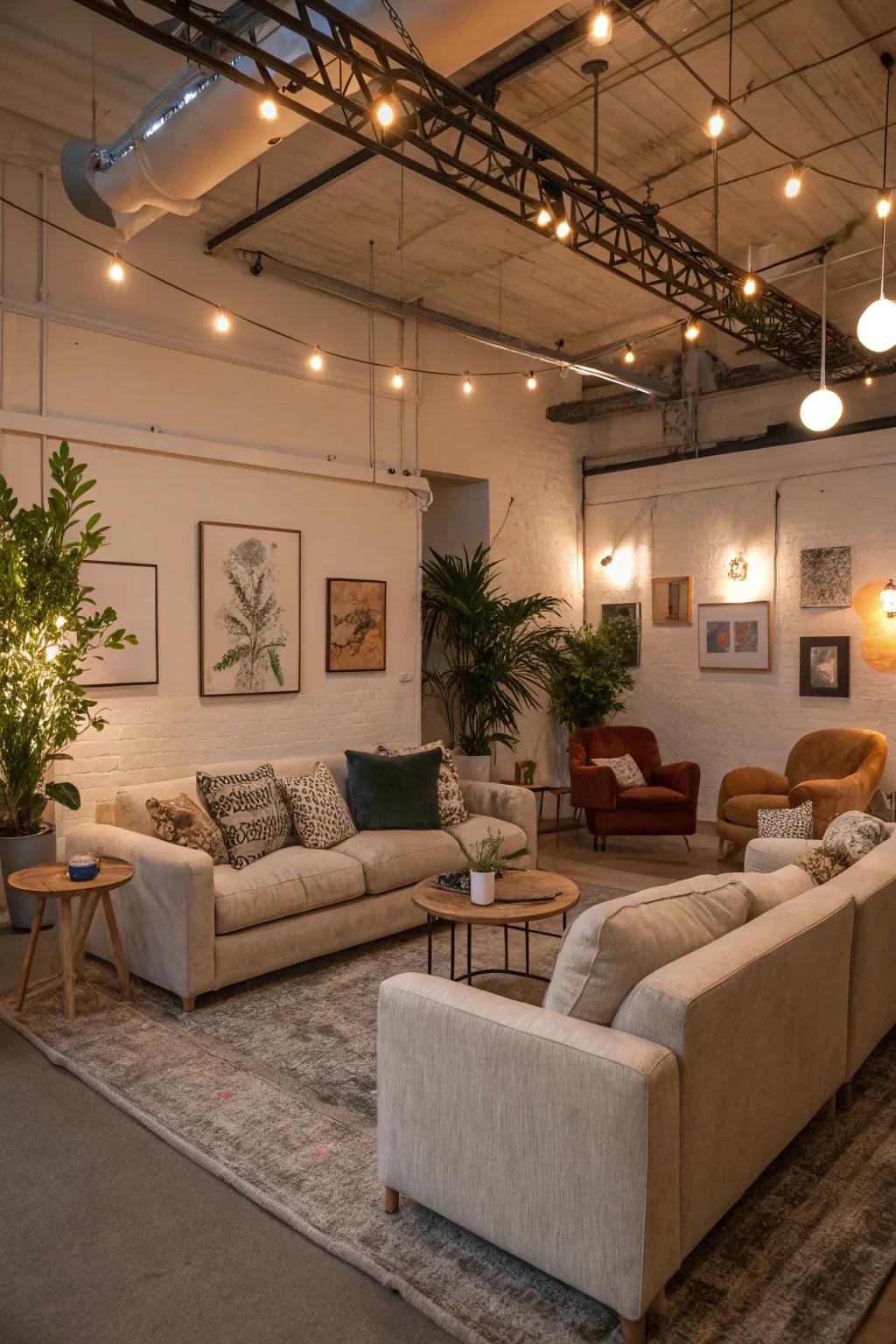 Inviting gathering area featuring cozy seating.