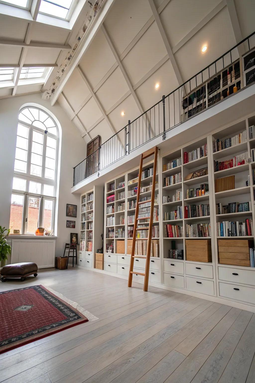 Tall storage makes the most of loft space.