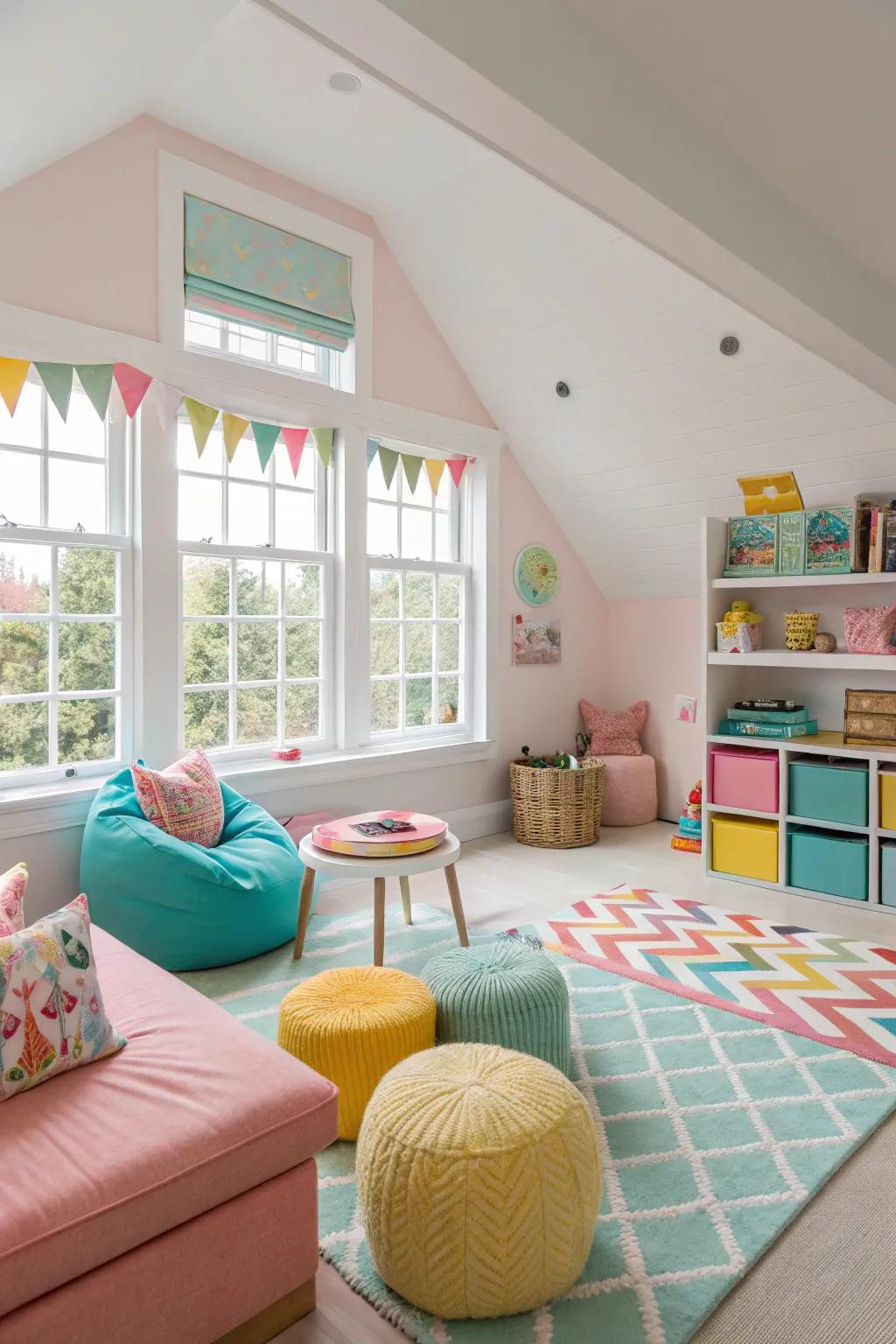 A lively color selection fills the playroom with energy.