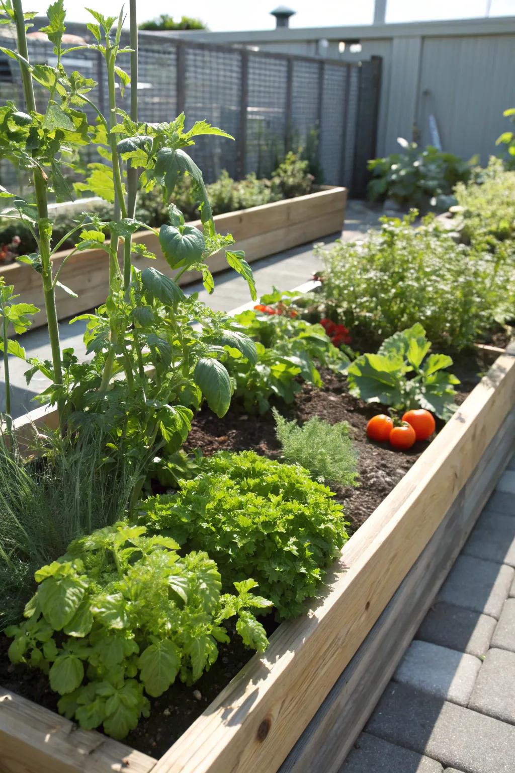 Raised garden beds that provide both functionality and effortless maintenance.
