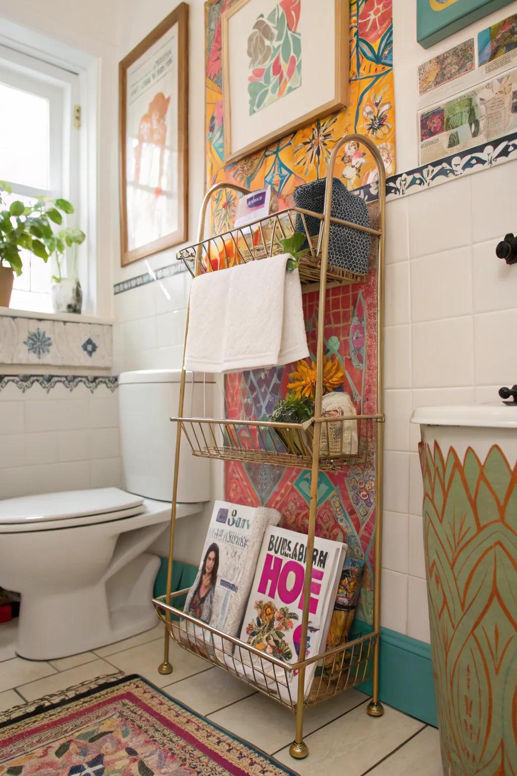 Wire racks add a decorative touch to any space.