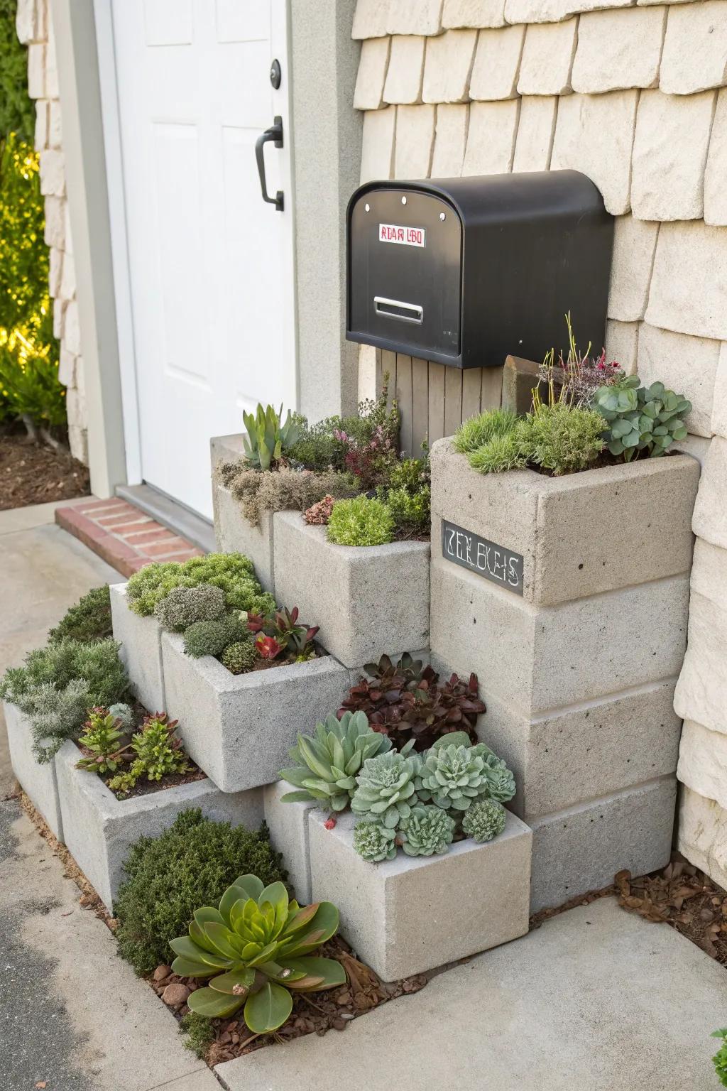 Solid blocks can be transformed into stylish planters with a modern twist.