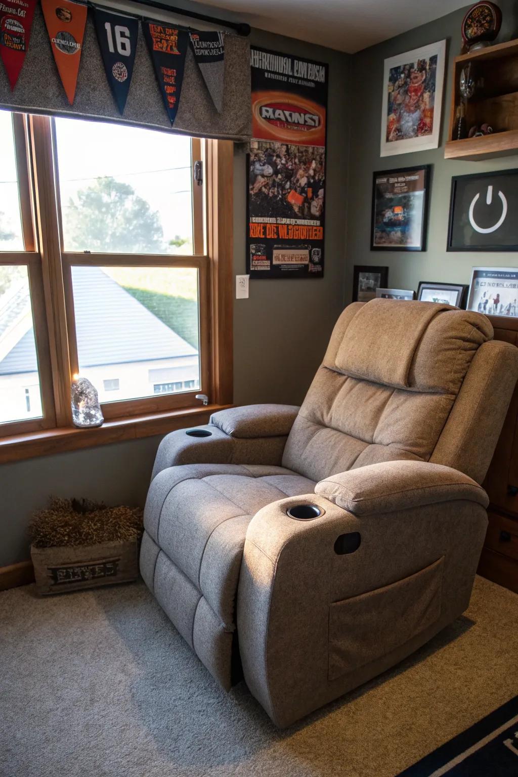 A plush recliner offers unrivaled comfort and relaxation.