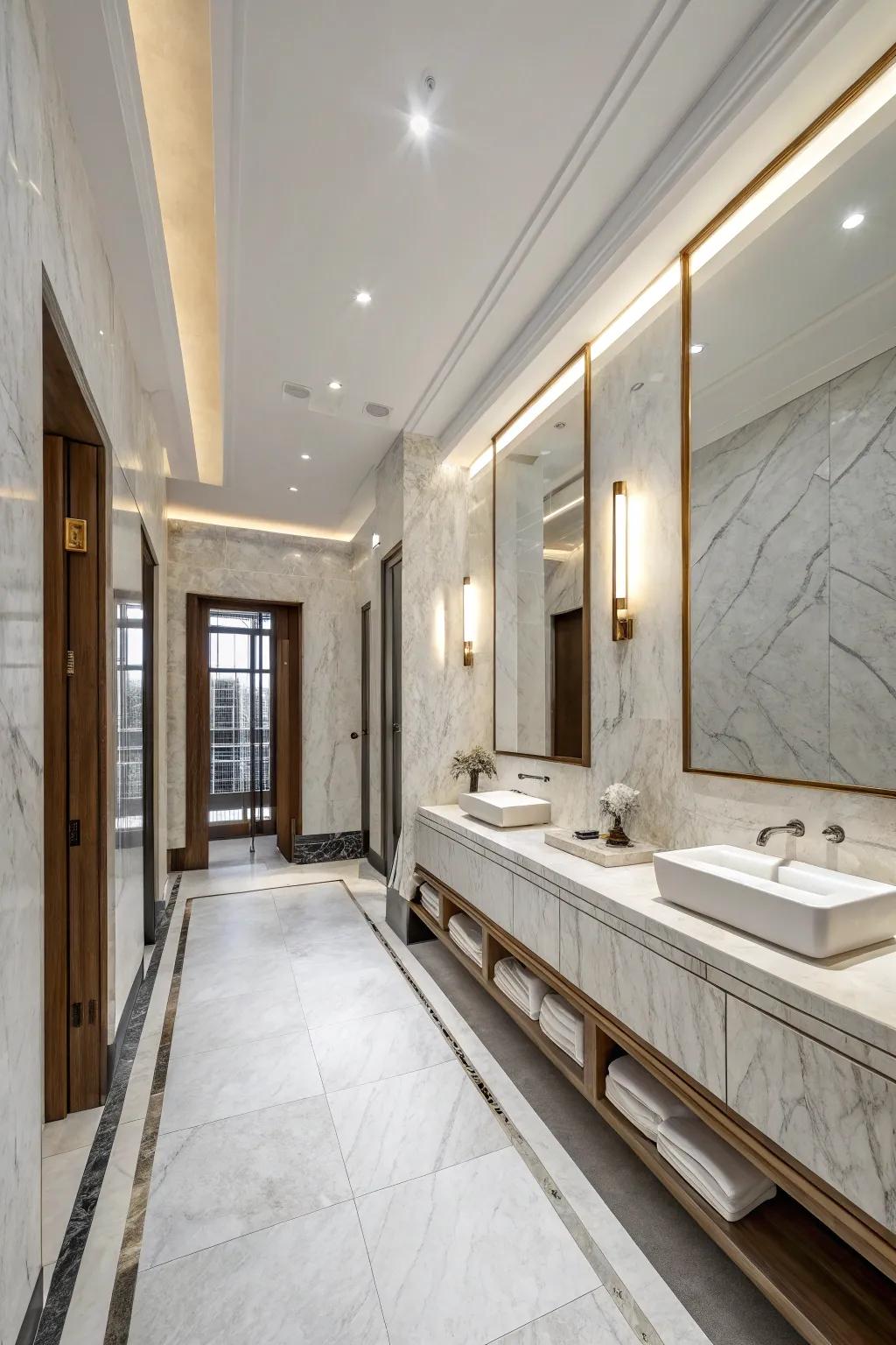 A simple scheme lets the natural beauty of marble stand out.