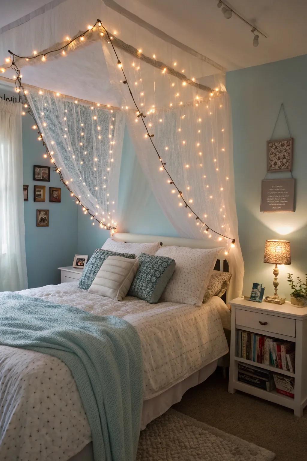 Fairy lights introduce a hint of magic to any mermaid-themed room.