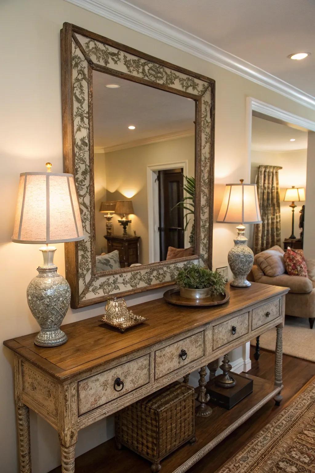 Old-fashioned reflectors present heritage and individuality to decor.