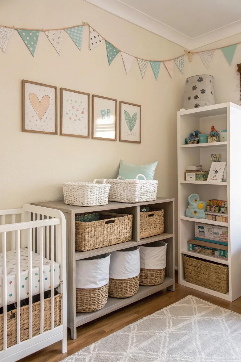 Practical storage keeps the space uncluttered and organized.
