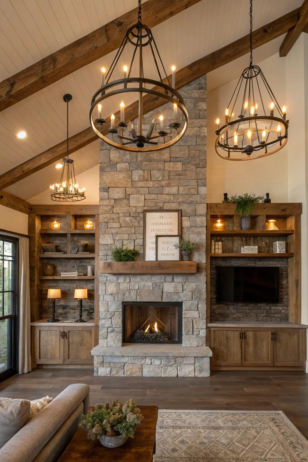 Contemporary lighting fixtures add design and illumination.