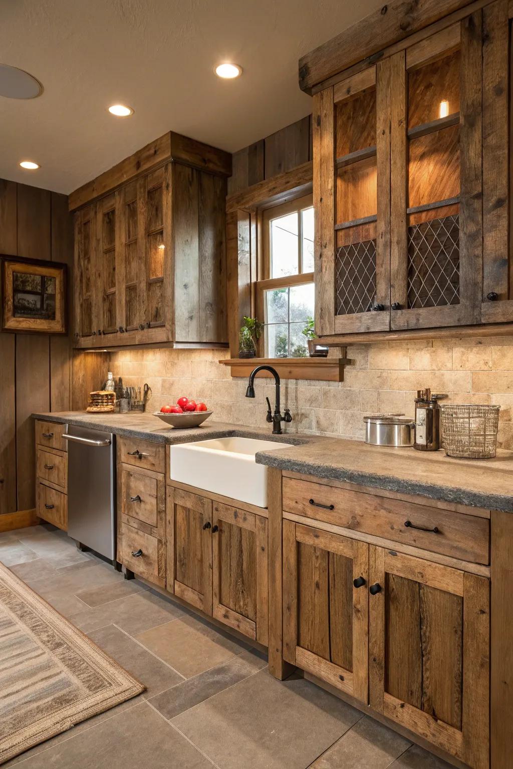 Reclaimed wood contributes unique character and history.