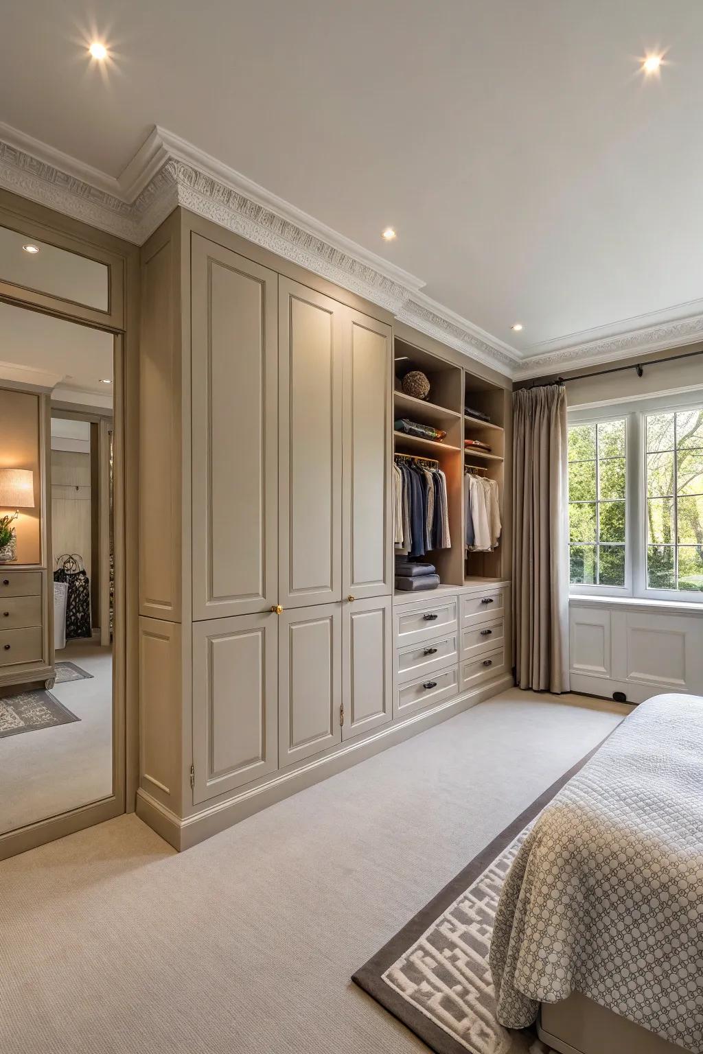 Integrated storage keeps this contemporary bedroom clutter-free.