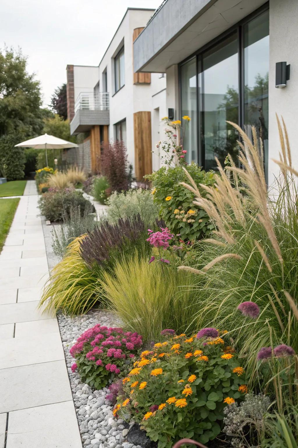 A blend of foliage types creates visual interest.