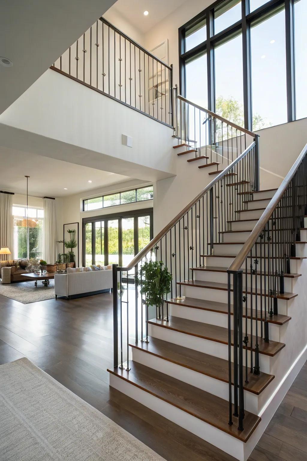 Erect railings imparting elevation and sophistication.