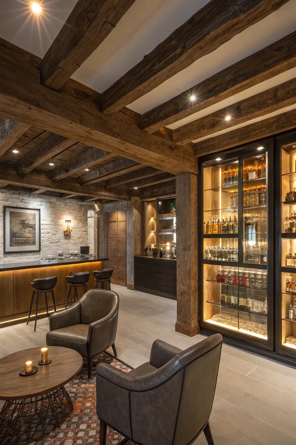 A fusion of contemporary and country styles creates a balanced, welcoming space.