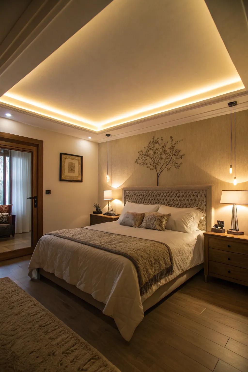 Soft and soothing effects from cove lighting.