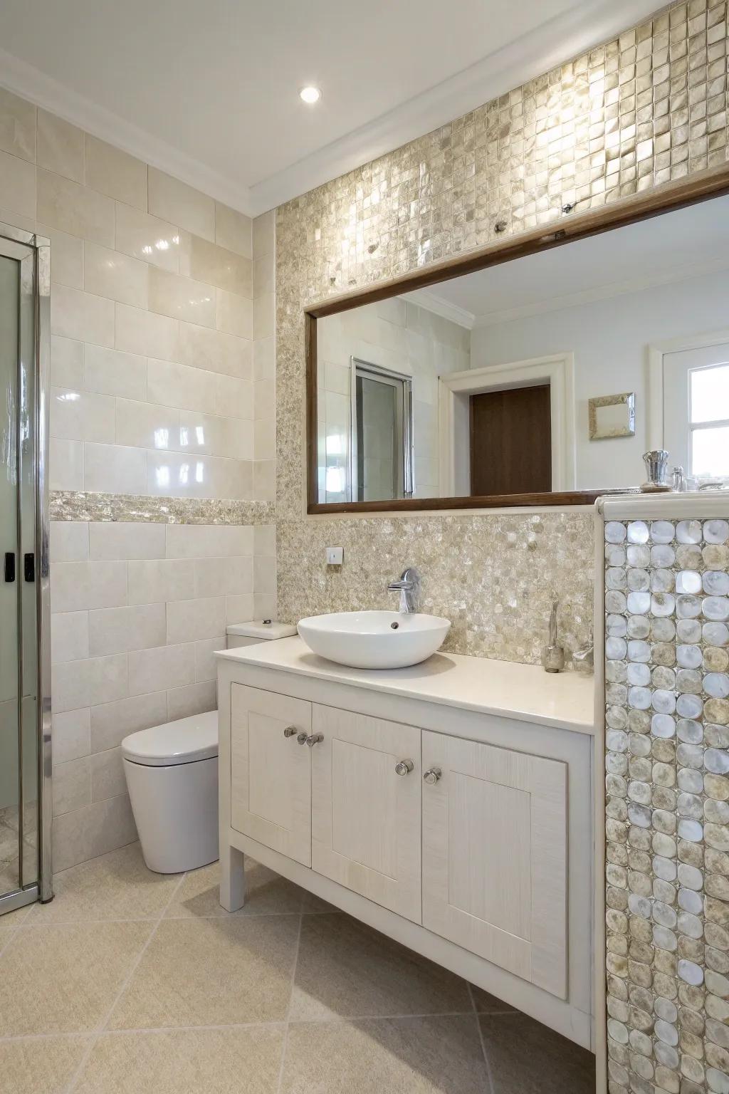 A minimalist design highlights the natural beauty of nacre.
