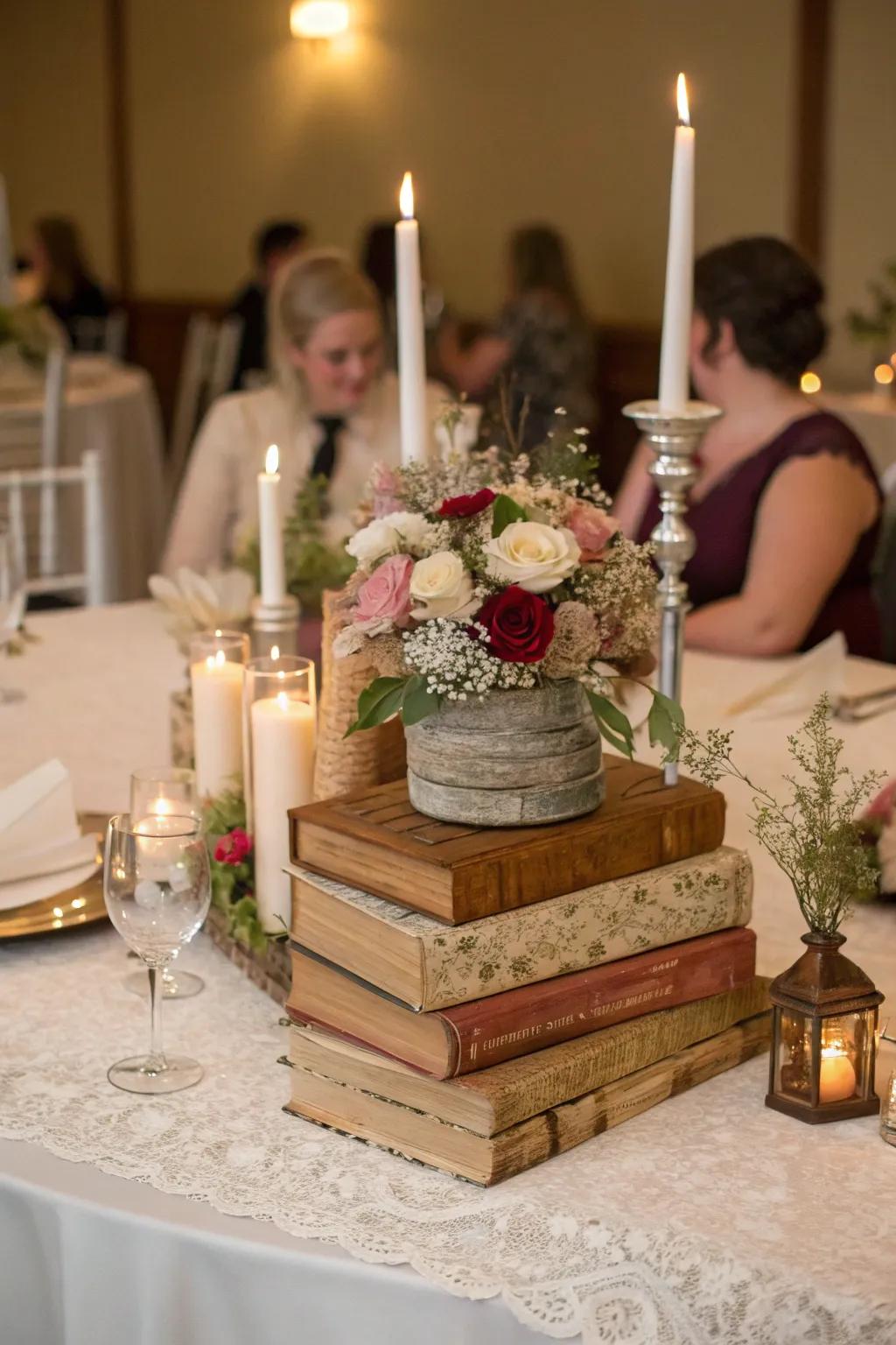 Distinct table arrangements introduce depth and intrigue to the decor.