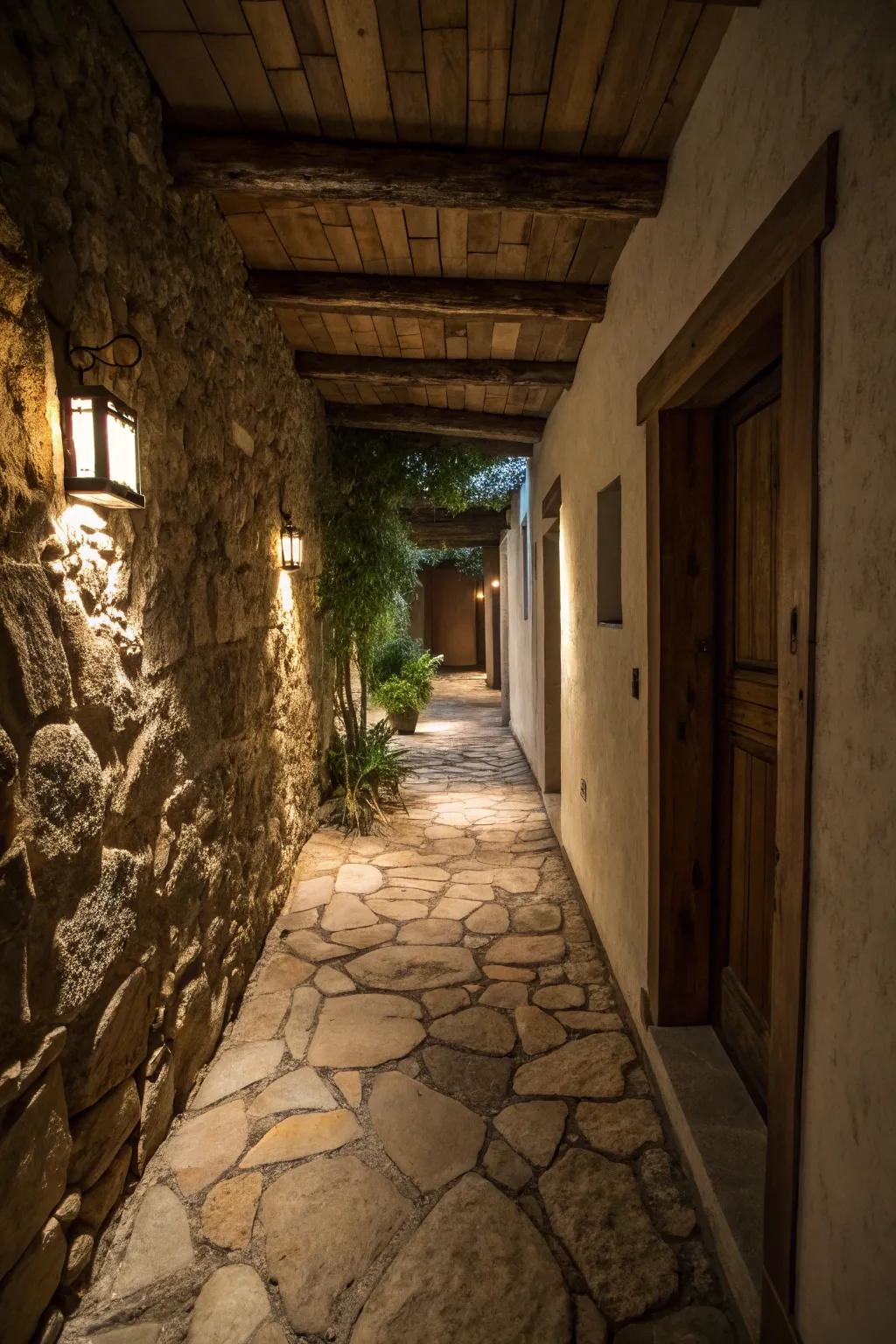 Stone floors introduce a natural, organic vibe to your hallway.