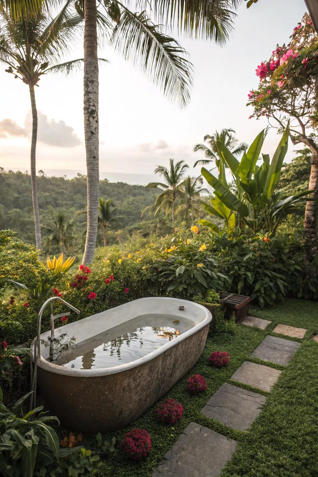 Convert your space into an exotic isle using lush plants.