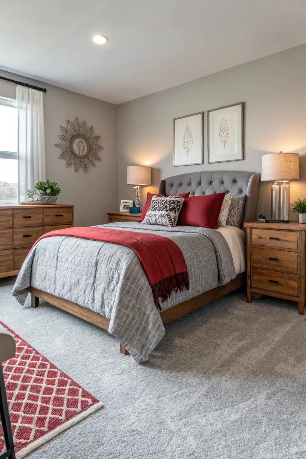 Light gray carpets offer an adaptable foundation for diverse decor schemes.