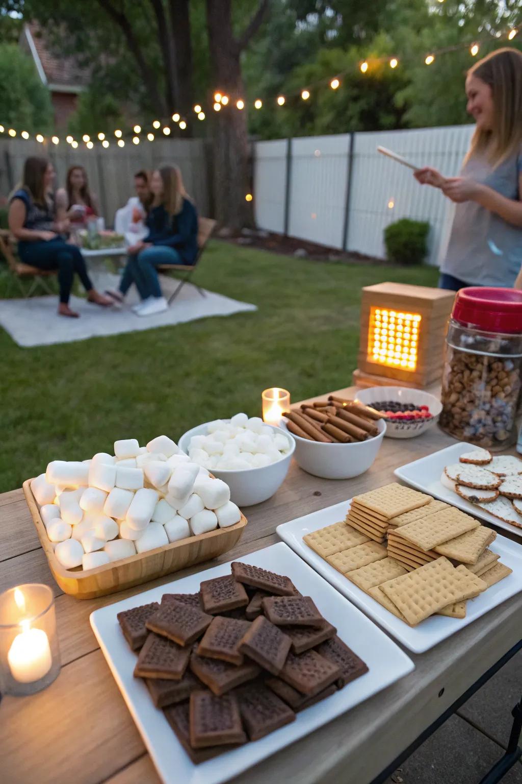 A s'mores station invites sweet moments into your party.
