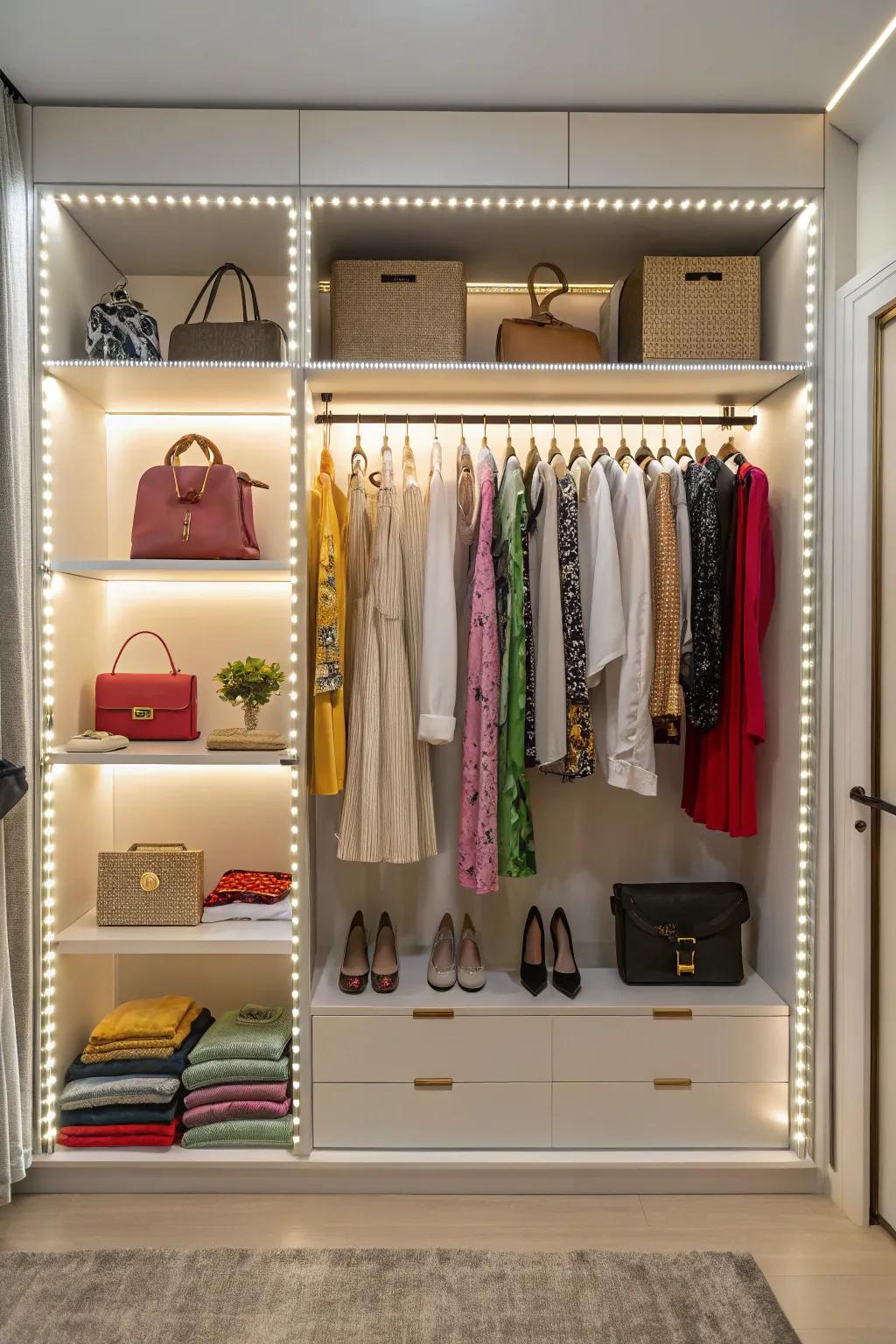 Open closet with great lighting
