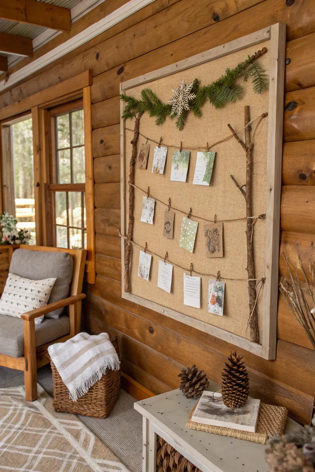 A countryside living space bulletin board featuring natural elements.