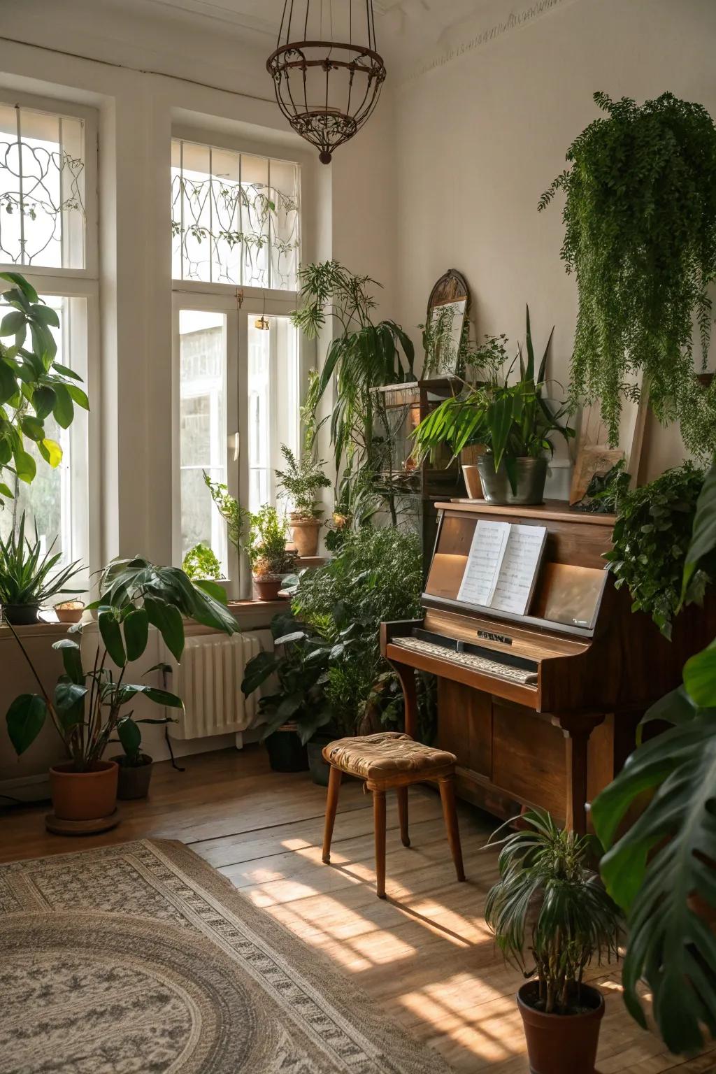 Plants bring nature into your music room.