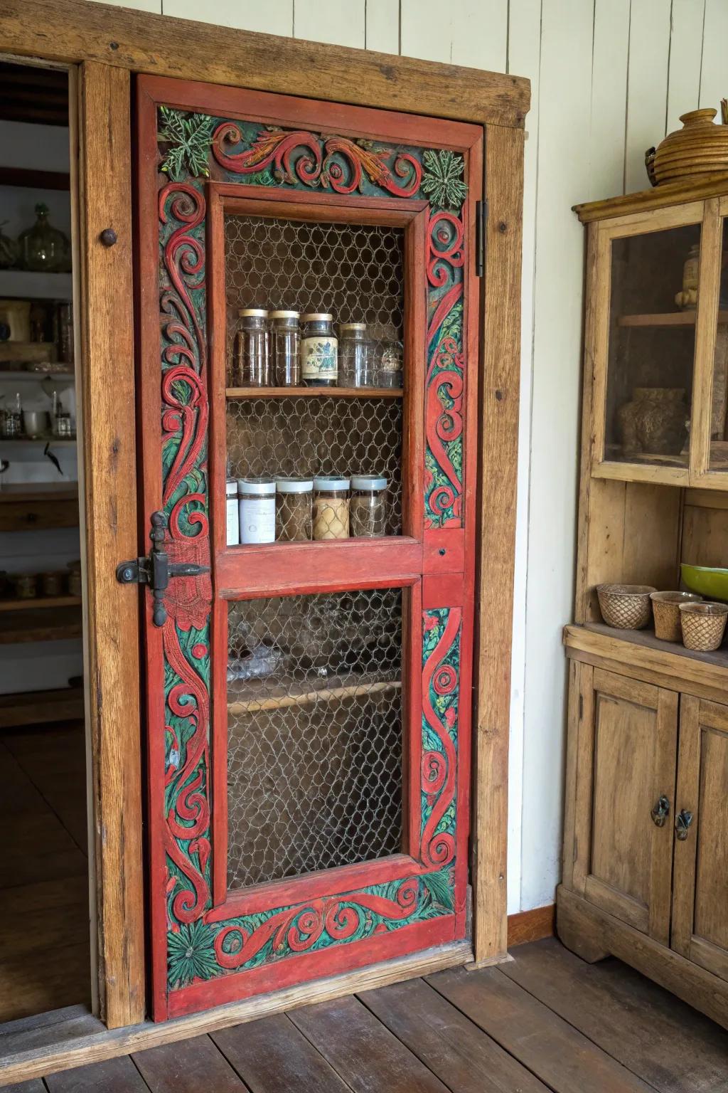 Enhance your kitchen's charm with a rustic screen storage door.