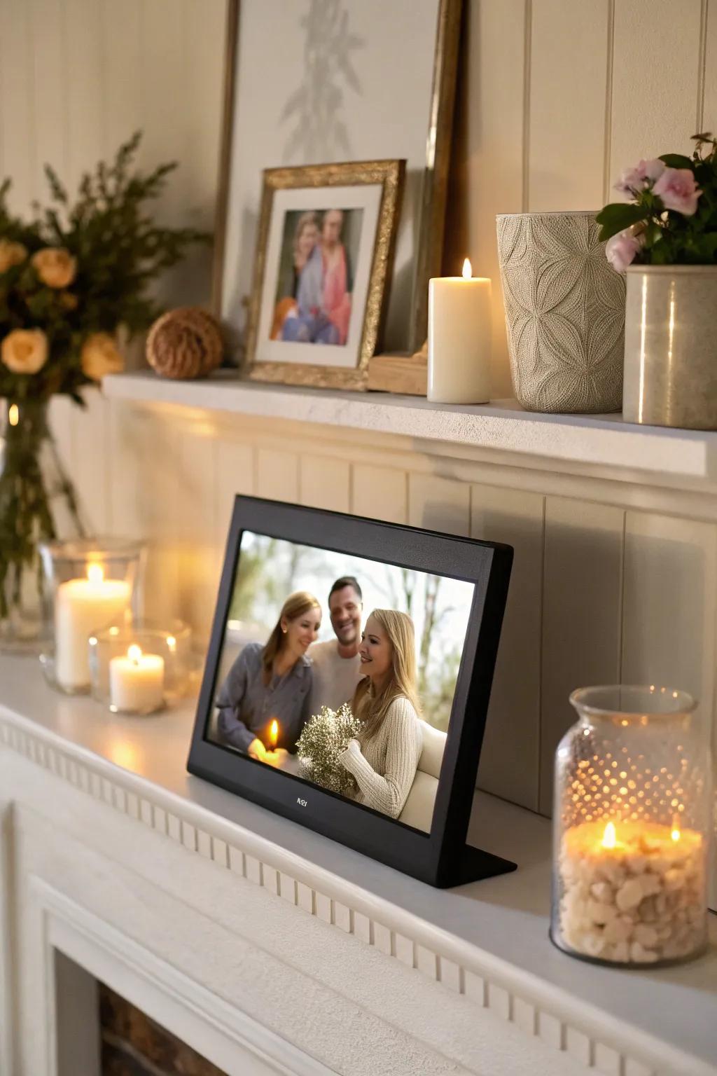 A digital frame displaying precious family moments.