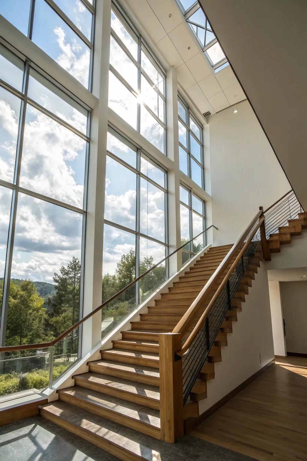 Natural light enhances the open feel of this staircase.