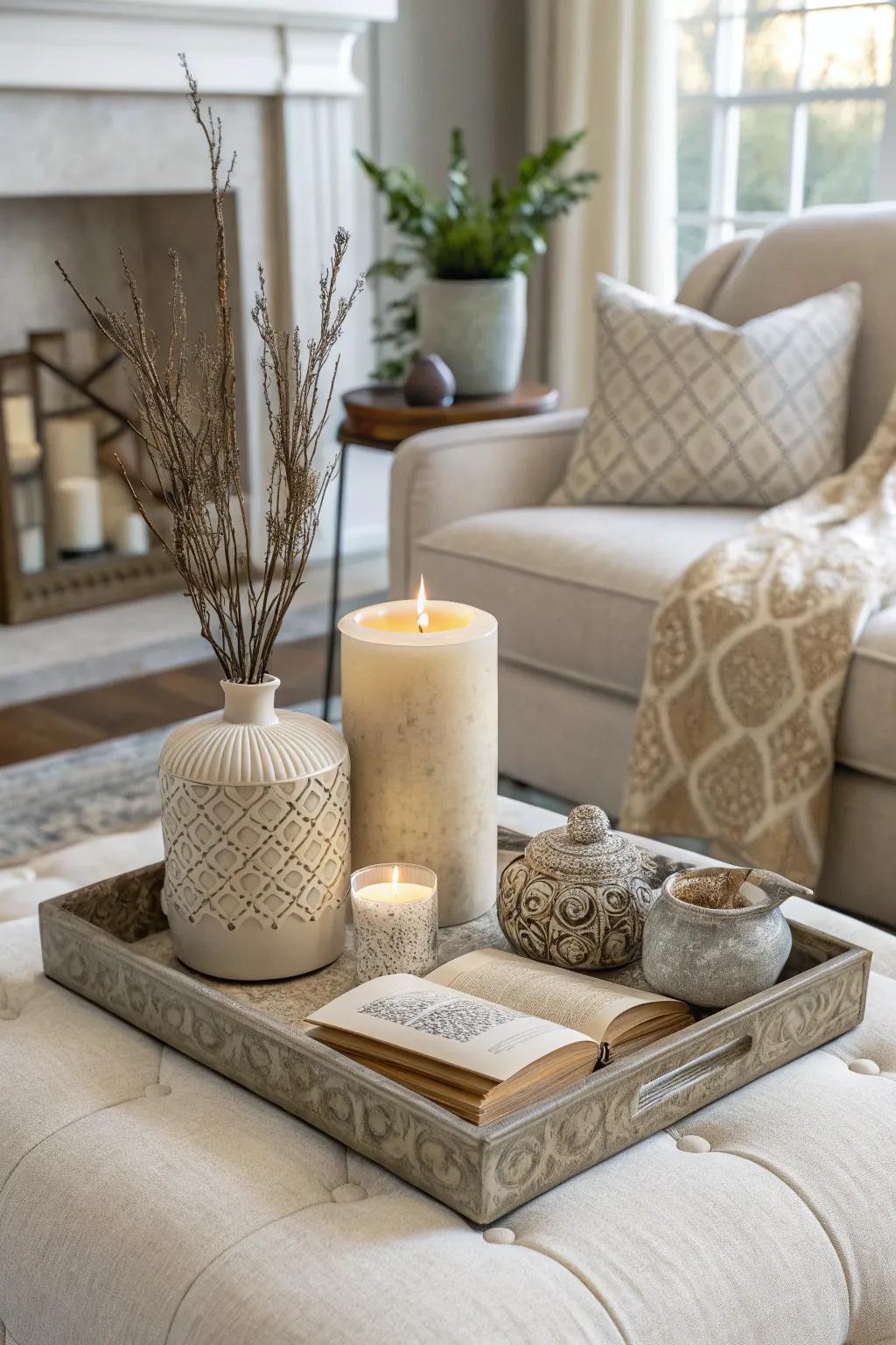 Build a tranquil setting with a neutral palette.