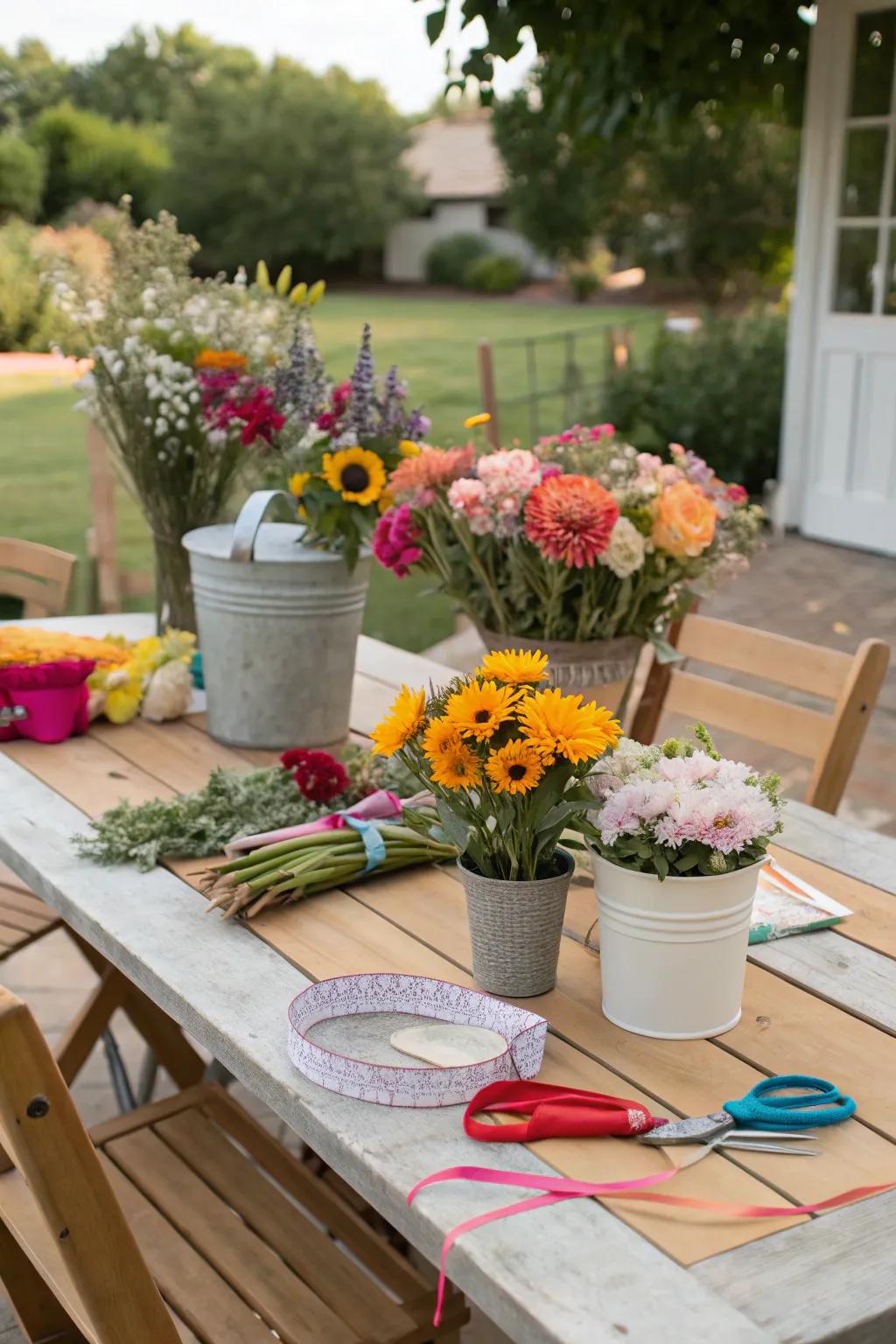 A DIY flower location where by attendees can easily craft their very own arrangements.